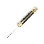 Buck Knives 112 Ranger Lock-back Knife, Brass Bolsters, Ebony Handles, 3" 420HC Blade with Leather Sheath