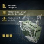 50 Cal Ammo Can M2A1 - Steel Ammo Boxes for Storage, Air Tight & Waterproof Metal Box for Ammunition Rounds or Underground Storage Container, Military Spec Certified Utility Dry Ammo Box + Sealed Lid