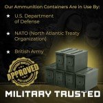 50 Cal Ammo Can M2A1 - Steel Ammo Boxes for Storage, Air Tight & Waterproof Metal Box for Ammunition Rounds or Underground Storage Container, Military Spec Certified Utility Dry Ammo Box + Sealed Lid
