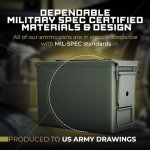 50 Cal Ammo Can M2A1 - Steel Ammo Boxes for Storage, Air Tight & Waterproof Metal Box for Ammunition Rounds or Underground Storage Container, Military Spec Certified Utility Dry Ammo Box + Sealed Lid