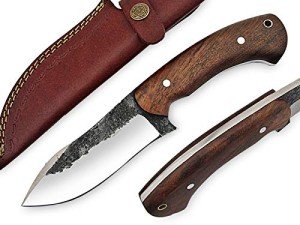 High Carbon Steel Knife - Handmade Full Tang Bushcraft Knife - Hunting Knife, Survival Knife, Fixed Blade Knife & Camping Knife - Camping Knives & Hunting Knives with Rosewood Handle & leather Sheath
