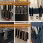 Magnetic Ammunition Holder，Double Sided Gun Magnet for Gun Magazines, Knives, Organize Mount in Gun Safe, Cabinet, Wall, Door, Ammo Storage Accessories for Handgun, Pistol and Rifle Mags