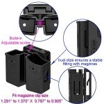 Universal Double Magazine Pouch, 9mm .40 Double Stack Mag. Holder Dual Holster with 1.5''-2'' Belt Clip for Glock Sig sauer S&W Beretta Browning Taurus H&K Most Pistol Mags