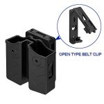 Universal Double Magazine Pouch, 9mm .40 Double Stack Mag. Holder Dual Holster with 1.5''-2'' Belt Clip for Glock Sig sauer S&W Beretta Browning Taurus H&K Most Pistol Mags