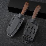 SDOKEDC Knives DC53 Steel Tactical Fixed Blade Knife Micarta Handle with kydex sheath for Men EDC Outdoor Camping Survival Hunting (Black+Micarta)