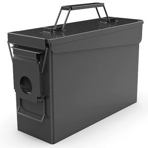 HARDROCK 30 Cal Ammo Can Metal 9mm Ammo Box Storage Crate case for Shotgun Bullet Rifle Nerf Ammunition Waterproof case-Gard Organizer(Black),Gift Boxes for Dad Husband Father