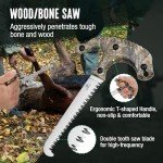 MOSSY OAK Field Dressing Kit, 4 Pcs Camouflage Hunting Knife Set with Sheath, Gut-Hook Skinner, Caping Knife, Wood/Bone Saw, Knife Sharpener, for Deer Hunting, Camping, Perfect Hunting Gifts for Men