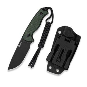 CIVIVI Timberbark Fixed Blade Knife with Kydex Sheath & Clip, 3.2" 14C28N Blade Micarta Handle with Lanyard, Ideal EDC Hunting Knife for Outdoor Adventures Camping Hiking C23094-3, Green
