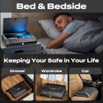 Large Biometric Gun Safe fits 4 pistols, 100 Sets of Fingerprint Handgun Safe with Internal Light & Silent Mode, Emergency Power Supply Gun Lock Box for Home Bedroom Bedside Nightstand and Car TOPMEDA