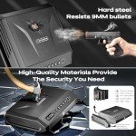 Large Biometric Gun Safe fits 4 pistols, 100 Sets of Fingerprint Handgun Safe with Internal Light & Silent Mode, Emergency Power Supply Gun Lock Box for Home Bedroom Bedside Nightstand and Car TOPMEDA