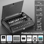 Large Biometric Gun Safe fits 4 pistols, 100 Sets of Fingerprint Handgun Safe with Internal Light & Silent Mode, Emergency Power Supply Gun Lock Box for Home Bedroom Bedside Nightstand and Car TOPMEDA