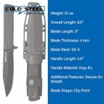 COLD STEEL SRK Compact 5" SK-5 Clip Point Razor-Sharp Blade 4.5" Durable Kray-Ex Handle Tactical Fixed Blade Knife w/Secure-Ex Sheath