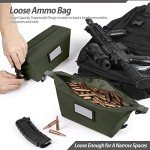 CITYCHASE 4-Pack Tactical Ammo Bag, Ammo Pouch with Adjustable Handle Bunkle & Rubber ID Patches, Loose Molle Pouches Ammo Case for Rifle Pistol Range Bag, Green