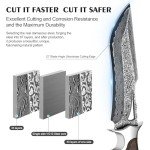 Damascus Hunting Knife with Leather Sheath,10.4"Fixed Blade Hunting Knife with Lanyard,Real Damascus Steel Knives with VG10 Core &Wood Handle,EDC Full Tang Knives for Adventure Survival Hiking Camping