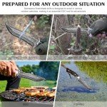 Damascus Hunting Knife with Leather Sheath,10.4"Fixed Blade Hunting Knife with Lanyard,Real Damascus Steel Knives with VG10 Core &Wood Handle,EDC Full Tang Knives for Adventure Survival Hiking Camping
