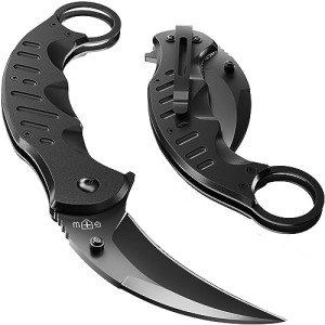 Tactical Spring Assisted Pocket Knife - Karambit Folding Knives for Men - Folding Sharp Tiger Claw Blade - Best Combat Tool for Hunting Military Camping Self Defense EDC - Birthday Mens Gifts X-42