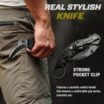 Tactical Spring Assisted Pocket Knife - Karambit Folding Knives for Men - Folding Sharp Tiger Claw Blade - Best Combat Tool for Hunting Military Camping Self Defense EDC - Birthday Mens Gifts X-42