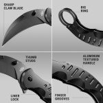 Tactical Spring Assisted Pocket Knife - Karambit Folding Knives for Men - Folding Sharp Tiger Claw Blade - Best Combat Tool for Hunting Military Camping Self Defense EDC - Birthday Mens Gifts X-42