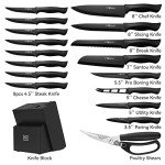 Knife Sets for Kitchen with Block, HUNTER.DUAL 19 Pcs Kitchen Knife Set with Block Self Sharpening, Dishwasher Safe, Anti-slip Handle, Black