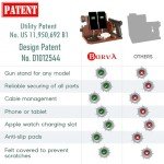 BarvA 2 Phone Docking Station | Patented Adaptive Wood Gun Rack | Night Stand Room Decor | Gun Accessories Gifts for Men | Smart Watch & Phone Stand | Charging Station Desk Organizer