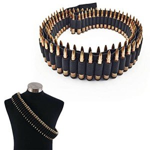 Tactical 100 Rounds 56" Rifle Pistol Bullet Cartridge Bandolier Ammo Belt Shell Holder Hunting Shooting for .357 7.62x39mm .38 .410 30-30 .270 9mm.