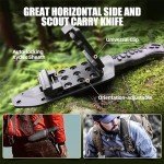 ZUNE LOTOO Tactical Survival Knife with Kydex Sheath, D2 Steel Fixed Blade Knives & G10 Handle, Full Tang Knife for Men Camping Hiking Hunting Bushcraft Black