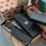 ZUNE LOTOO Tactical Survival Knife with Kydex Sheath, D2 Steel Fixed Blade Knives & G10 Handle, Full Tang Knife for Men Camping Hiking Hunting Bushcraft Black