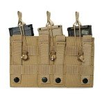 Molle Mag Pouch Open Top Triple Magazine Pouch Holder for M4 M16 AK AR Glock M1911 92F 9mm Kangaroo Rifle Magazines and Pistol Mag Pouch (Triple-Tan)