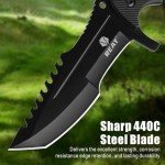 REAT Fixed Blade Knife with Sheath, 8.5" 440 Steel Blade with Full Tang Design,Ergonomic ABS Handle, Hunting Knife for Camping,Survival,Bushcraft