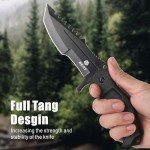 REAT Fixed Blade Knife with Sheath, 8.5" 440 Steel Blade with Full Tang Design,Ergonomic ABS Handle, Hunting Knife for Camping,Survival,Bushcraft