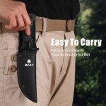 REAT Fixed Blade Knife with Sheath, 8.5" 440 Steel Blade with Full Tang Design,Ergonomic ABS Handle, Hunting Knife for Camping,Survival,Bushcraft