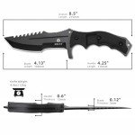 REAT Fixed Blade Knife with Sheath, 8.5" 440 Steel Blade with Full Tang Design,Ergonomic ABS Handle, Hunting Knife for Camping,Survival,Bushcraft