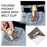 MOSSY OAK 15-inch Survival Bowie Knife & Folding Pocket Knife, Fixed Blade Hunting Knife with Sheath, Sharpener and Fire Starter Inculded, Tactical Knife for Camping, Hunting, Outdoor