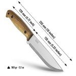 BPS Knives Adventurer - Bushcraft Knife - Fixed-Blade Carbon Steel Knife with Leather Sheath and Firestarter - Outdoor Full Tang Knives - Camping Knives - Survival Tactical Camp Knives
