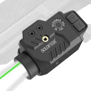 Solofish 800lm Pistol Light Laser Combo with Adjustable Rail for Full & Compact Rail, Shockproof Green Laser Sight and Gun Light with Strobe & Memory Function, Rechargeable