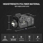 Solofish 800lm Pistol Light Laser Combo with Adjustable Rail for Full & Compact Rail, Shockproof Green Laser Sight and Gun Light with Strobe & Memory Function, Rechargeable