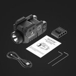 Solofish 800lm Pistol Light Laser Combo with Adjustable Rail for Full & Compact Rail, Shockproof Green Laser Sight and Gun Light with Strobe & Memory Function, Rechargeable