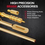 Laziiey Universal Gun Cleaning Kit, Rifle Cleaning Set with Reinforced Brass Rods, Brass Jags and Slotted Tips