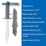 COLD STEEL OSS 8.25" Japanese AUS8A Clip Point Blade 5.125" Kray-Ex Handle Tactical Outdoor Hunting Fixed Blade Knife w/Secure-Ex Sheath