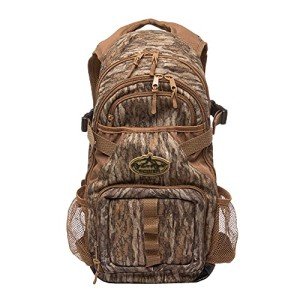 Rig'Em Right Waterfowl Stump Jumper Duck Hunting Blind Backpack with Multi-Layered Padded Shoulder Straps and Back Support, Ammo pockets, Sunglasses Case and More (Mossy Oak Bottom Lands Camo)