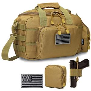 DBTAC Gun Range Bag Small | Tactical 2x Pistol Shooting Range Duffle Bag with Lockable Zipper for Handguns and Ammo (Tan)