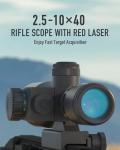 Pinty 2.5-10x40 Tactical Rifle Scope with Laser