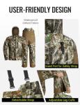 TIDEWE Hunting Clothes for Men with Face Mask, Silent Waterproof Hunting Jacket and Adjustable Bibs, Insulated-Lined, Safety Strap Compatible (Next Camo G2 Size XL)