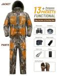 NEW VIEW Camo Hunting Clothes for Men, Quiet Warm Fleece Lining, Cold Weather Deer Hunting Jacket and Pants with Face Mask