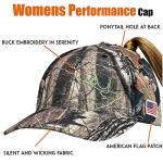 EDTREK Womens Performance Cap Hat with Ponytail Hole - Camo and Blaze Orange Hunting Hats (in Deep Camo)