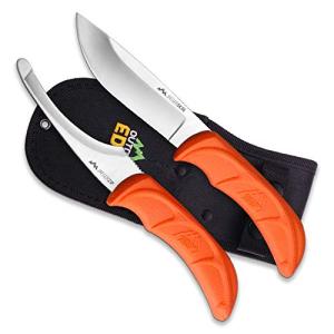OUTDOOR EDGE JaegerPair, 3-Piece Hunting Knife Combo Set for Processing Big Game with Fixed Blade Drop-Point Skinner, Gutting Knife and Nylon Belt Sheath