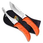 OUTDOOR EDGE JaegerPair, 3-Piece Hunting Knife Combo Set for Processing Big Game with Fixed Blade Drop-Point Skinner, Gutting Knife and Nylon Belt Sheath