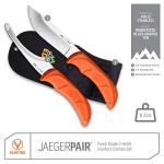 OUTDOOR EDGE JaegerPair, 3-Piece Hunting Knife Combo Set for Processing Big Game with Fixed Blade Drop-Point Skinner, Gutting Knife and Nylon Belt Sheath