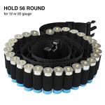 EZshoot Shotgun Bandolier for 12 or 20 Gauge Large Capacity Adjustable Nylon Shell Shoulder Carrier Belt Hold 56 Shells Black