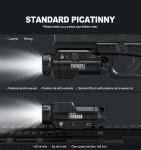 Feyachi HL-20 Pistol Light 1500 Lumen Upgrade LED Weapon Light Compact Rail Mounted Handgun Tactical Flashlight Rail Locating Keys for Picatinny, Black